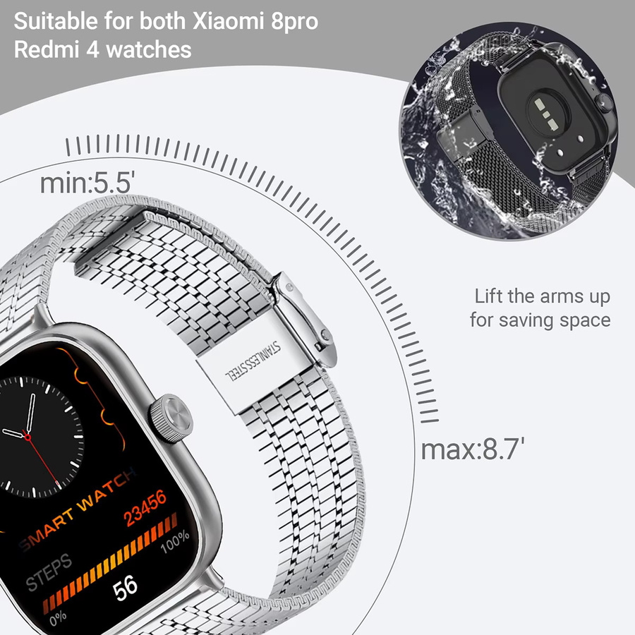 Geekthink Uhrenarmband Edelstahl, Silber, Unisex - Bild 2