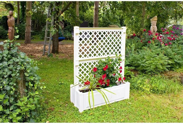 KHW Pflanzkasten Set mit Zentralspalier in Weiß, B/T/H: 140 x 100 x 43 cm - Bild 1