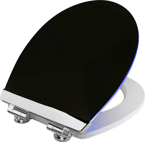 Cornat WC-Sitz LED aus MDF mit Softclose-Funktion in Schwarz, B: 43,5 cm, T: 37,0 cm, H: 3,26 cm - Bild 1