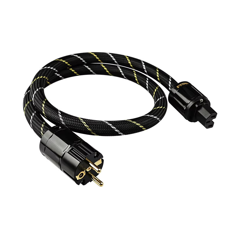 YYAUDIO HIFI Netzkabel mit Rhodium-beschichtetem Stecker und hochreinem OCC-Leiter in Schwarz - Bild 2
