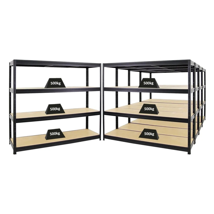 PROREGAL 5er-Sparset DINO Profi-Schwerlastregal Schwarz mit MDF-Holzböden, H: 180 cm, B: 180 cm, T: 60 cm - Bild 2