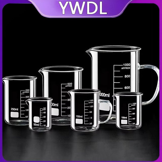 YWDL Messbecher aus transparentem Hochborosilikatglas mit Skala, hitzebeständig, 50 ml bis 1000 ml - Bild 1