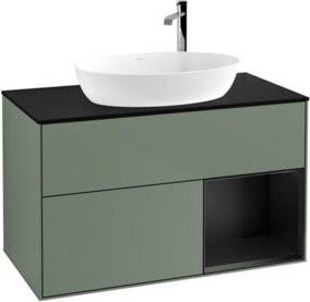 V&B Waschtischunterschrank Finion 100 in Blau lackiert mit Regal B/T/H: 100 x 50,1 x 50,1 cm - Bild 1
