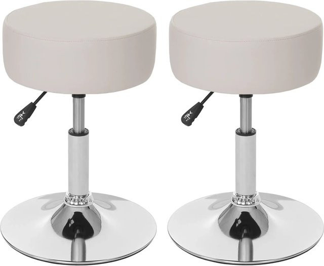 PROREGAL 2er-Set Sitzhocker aus Kunstleder in Creme, höhenverstellbar und drehbar, Durchmesser: 35 cm, Sitzhöhe: 43-55 cm - Bild 1