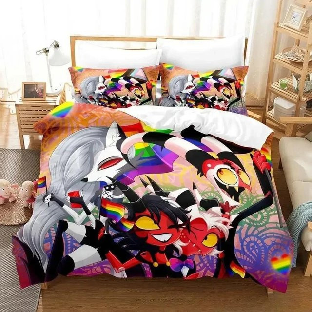 Loona Boss 3D Anime Bettwäsche Set Multicolor, 3-teilig, Bettbezug und Kopfkissenbezüge, Breite: 220 cm, Länge: 240 cm - Bild 1