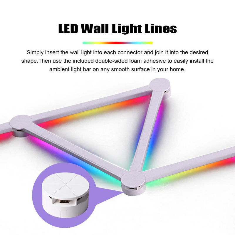 TOMTOP JMS Smart LED Wandleuchte mit WLAN und App-Steuerung, RGB Lichtleiste in Weiß mit Musiksynchronisierung und Dimmfunktion für Schlafzimmer und Spielzimmer - Bild 6