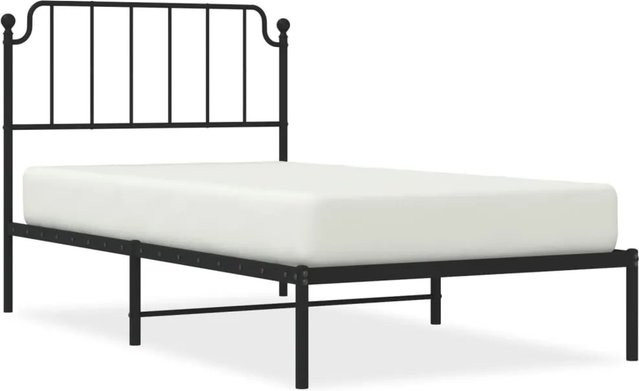 vidaXL Bettgestell aus Metall mit Kopfteil in Schwarz, B/T/H: 100 x 190 x 105 cm - Bild 1