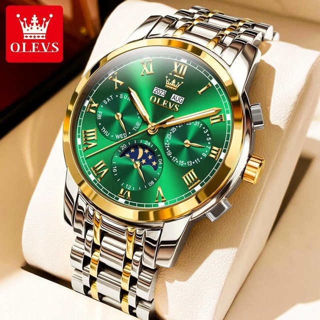 OLEVS Armbanduhr, Automatik, Edelstahl, Schwarz, 41 mm, Herren - Bild 1