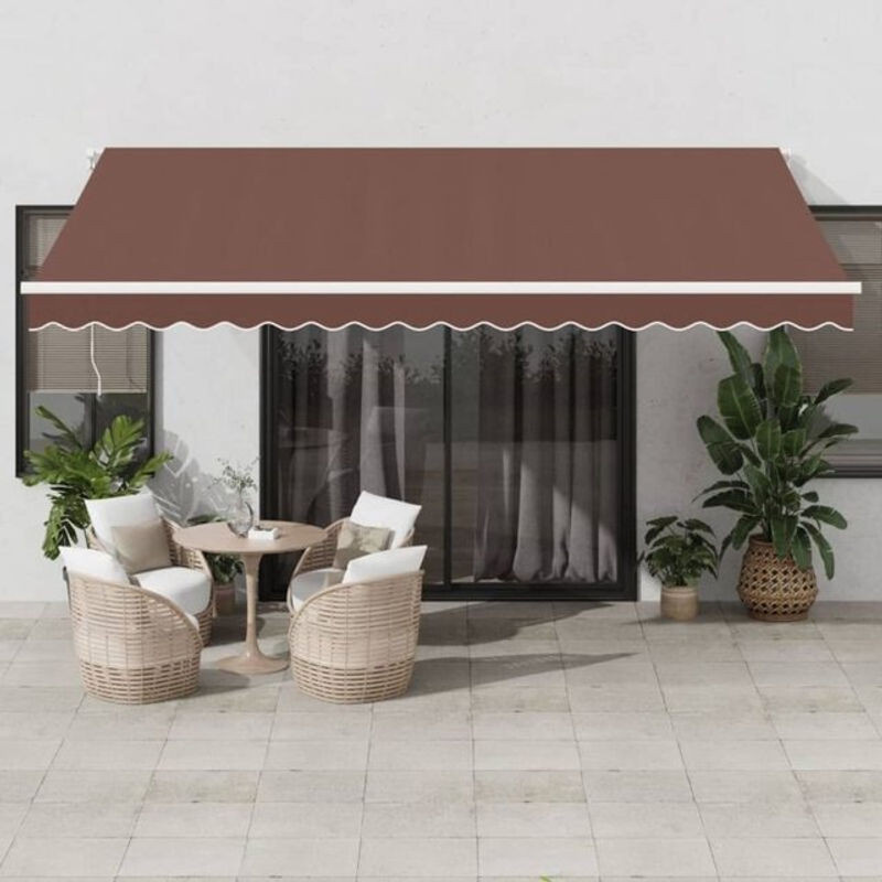 Vidaxl Markise manuell in Braun und Weiß aus Aluminium und Polyester B: 450 cm, H: 350 cm - Bild 1