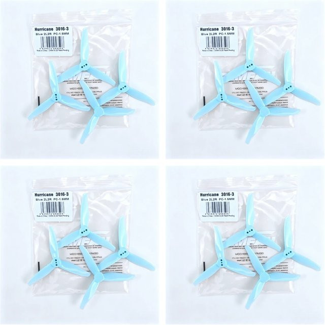 Gemfan Hurricane 3016 3-Zoll 3-Blatt PC Propeller in Blau mit 1,5mm Loch für Toothpick FPV Racing Drohnen - Bild 1