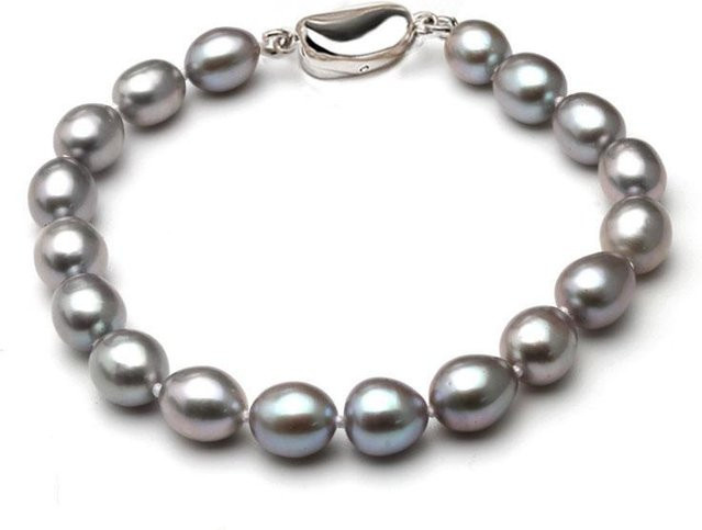 Wucifang Jewelry Armband, 925 Silber, graue Süßwasser Naturperlen, Damen, 18cm - Bild 1