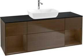 V&B Waschtischunterschrank Finion mit Wandbeleuchtung in Walnuss, Breite: 160 cm - Bild 1