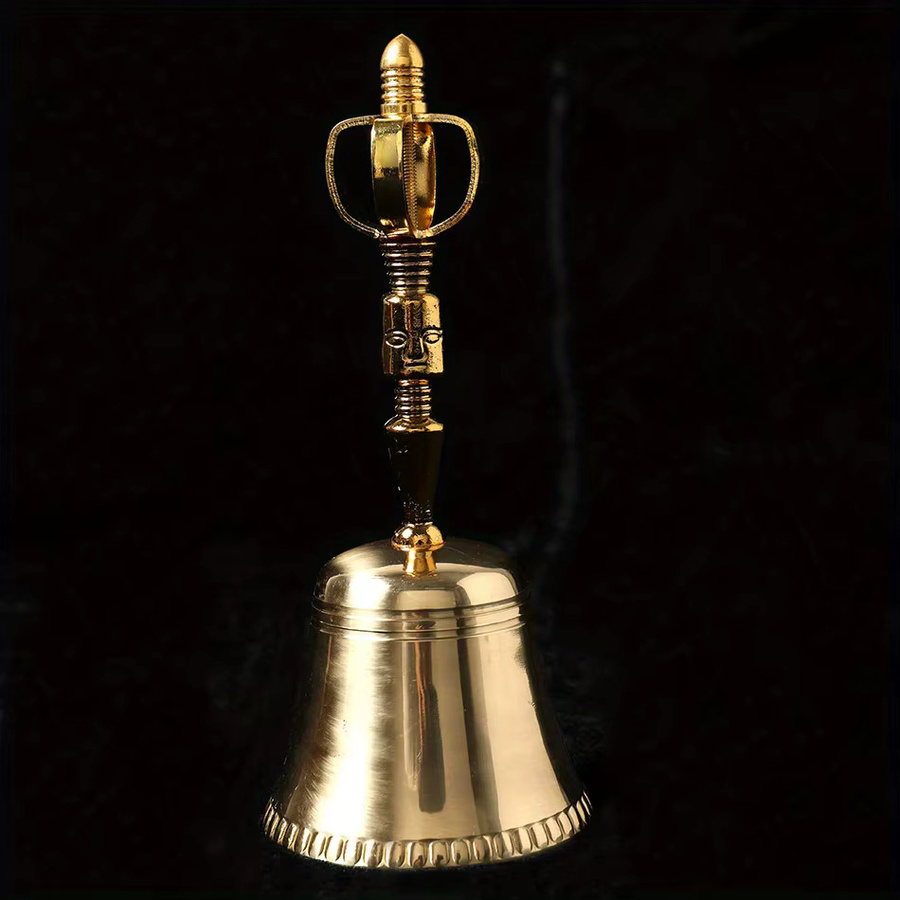 Shiplies Tibetisch-buddhistisches Meditationsglocken-Set mit Dorje in Gold - Bild 2