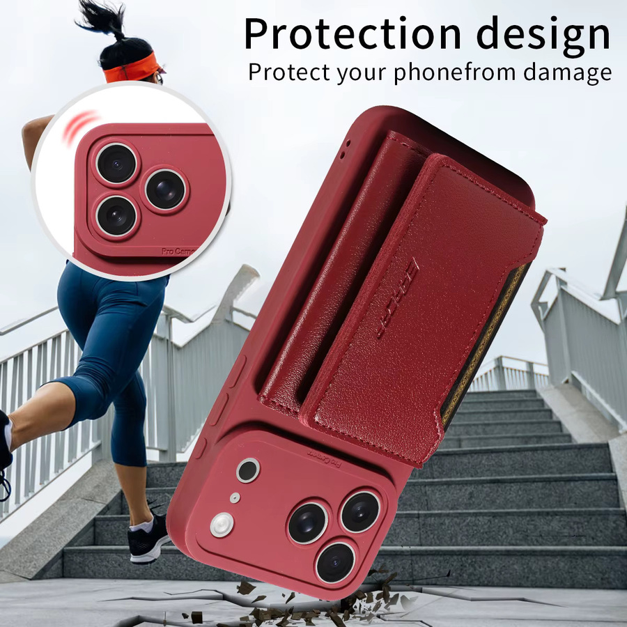 EAACAA Kunstleder-Handyhülle für iPhone mit Halterung und Mehrfach-Kartenfach, stoßfeste Schutzhülle - Bild 6