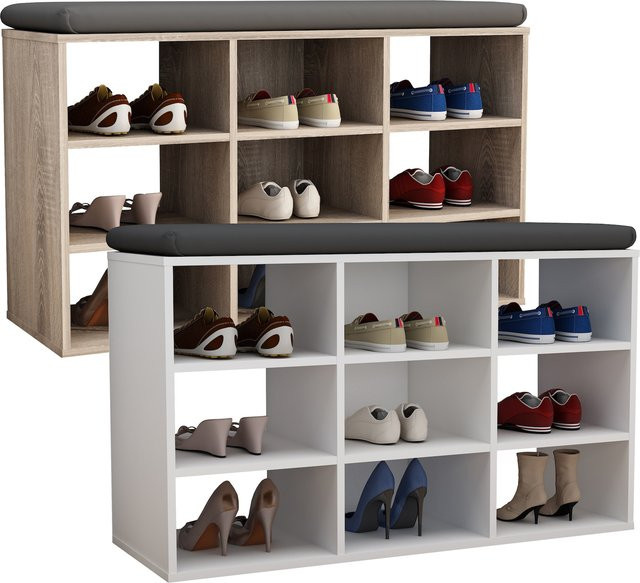 VCM Schuhregal aus Holz mit 9 Fächern, Schuhkommode Hinsol XS, H x B x T: 50 x 80 x 30 cm - Bild 1