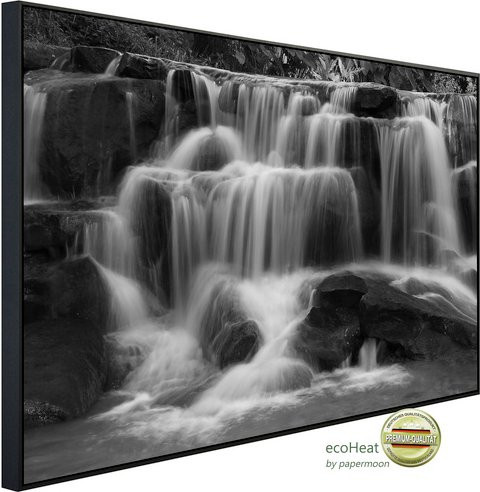 papermoon Infrarotheizung EcoHeat Wasserfall Schwarz Weiss mit Matt-Effekt und App-Steuerung - Bild 1