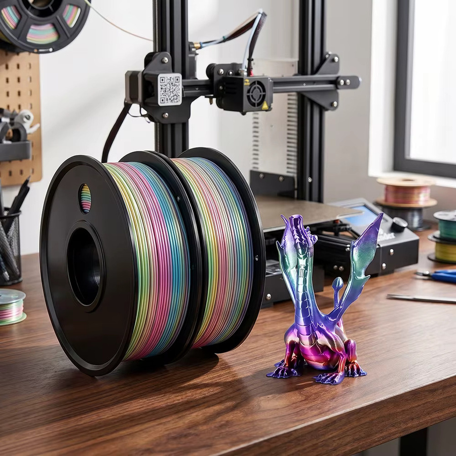 3D Maliang PLA Seide Filament Set in Regenbogen Macaron und Regenbogen Universum, 1,75 mm, 2 x 250 g - Bild 5