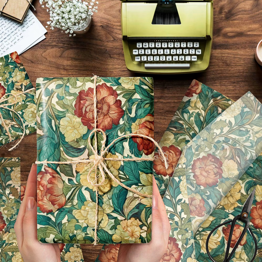 Retro Vintage Seidenpapier mit Schnee Birne Muster in Mehrfarben für Geschenkverpackungen bei Hochzeiten und Partys - Bild 3