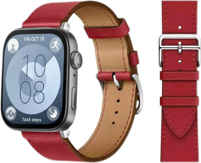 LUJING Uhrenarmband Leder, Rot, Unisex - Bild 1