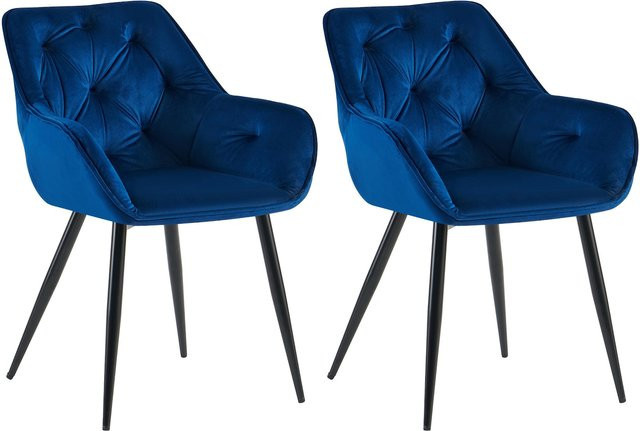 CLP 2er Set Esszimmerstühle Cassis mit Samtbezug und gesteppter Polsterung in modernem Design - Bild 1