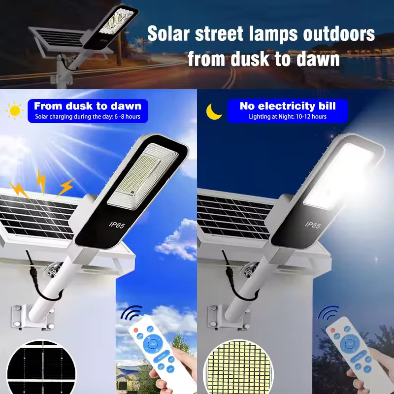 YQCHEZI Solar-LED-Straßenleuchte in Schwarz, moderne wasserdichte IP65 Solar-Wandleuchte für Garten und Garage mit Dämmerungssensor - Bild 2