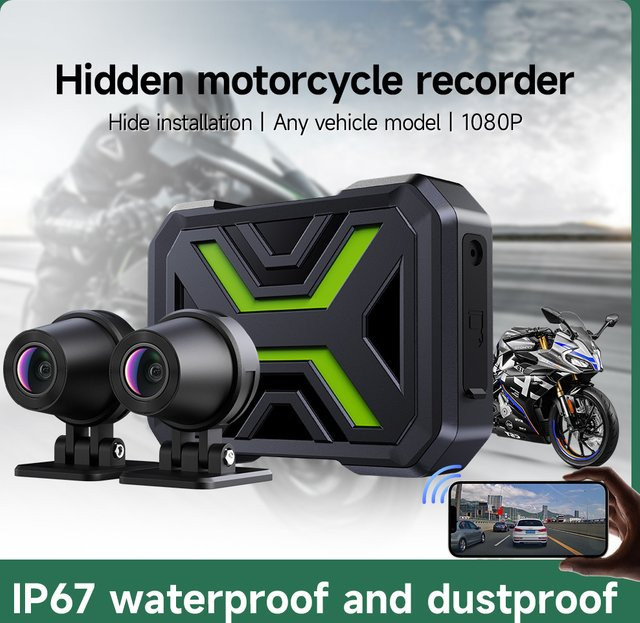 JIUYIN Dual Motorrad Dash Cam DVR1080P Action Kamera mit WiFi und Wasserdichtigkeit in Schwarz - Bild 1