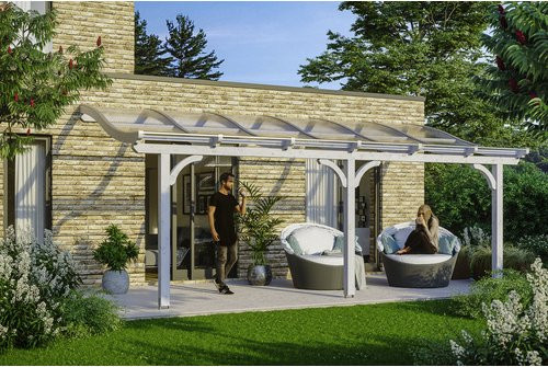 Skan Holz Terrassenüberdachung Venezia aus Leimholz mit Polycarbonat-Dach in Weiß, B/T/H: 648 x 289 x 286 cm - Bild 3