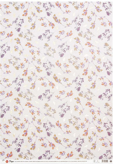 Rico Design Paper Patch Bastelpapier mit Blumenmuster in Lila, Orange und Rosa, B: 30 cm, H: 42 cm - Bild 1