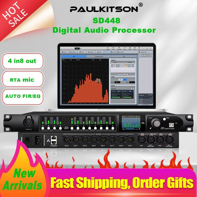 Paulkitson Driverack SD448 Digitaler Audioprozessor 4in 8out in Schwarz mit integrierter USB-Soundkarte für FIR/EQ und Streaming - Bild 1