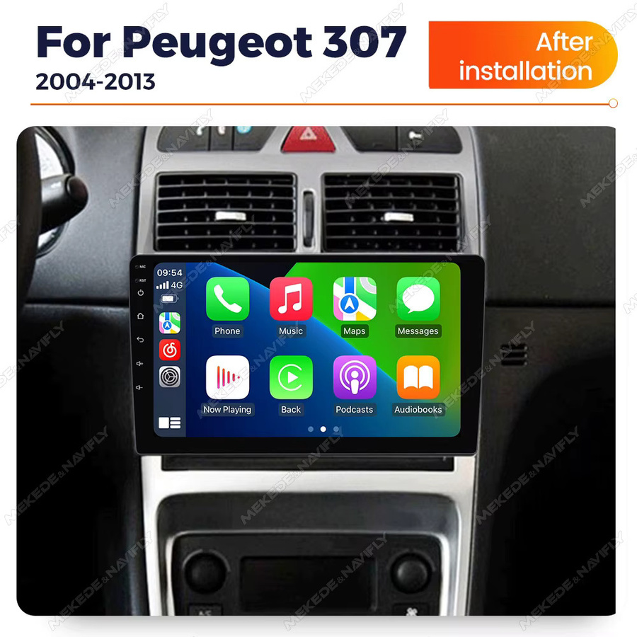 TomoStrong Android 14 Autoradio mit GPS und Bluetooth für Peugeot 307 307CC 307SW (2001-2013), 2 GB RAM + 32 GB Speicher, Drahtloses CarPlay, Schwarz - Bild 2