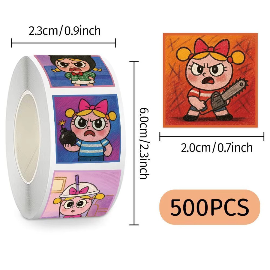 GOGOTU Buntstift-Zeichnung Mädchen Aufkleber, 500 Stück, multicolor - Bild 5