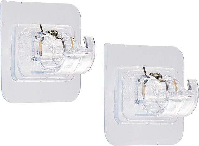 Genialo Selbstklebende Gardinenstangen-Halter mit Spannklammer, 2 Stück, Transparent - Bild 1