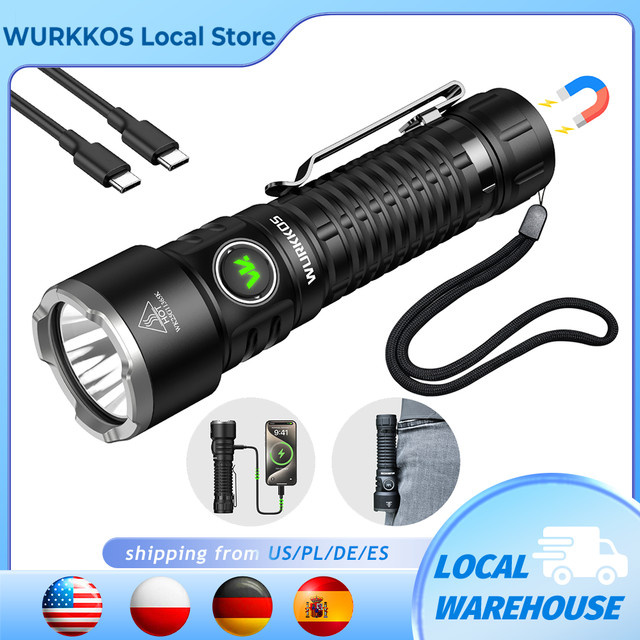 Wurkkos TS28 Taktische LED Taschenlampe in Schwarz mit 3200 Lumen, USB-C wiederaufladbar und 506 Meter Reichweite - Bild 1