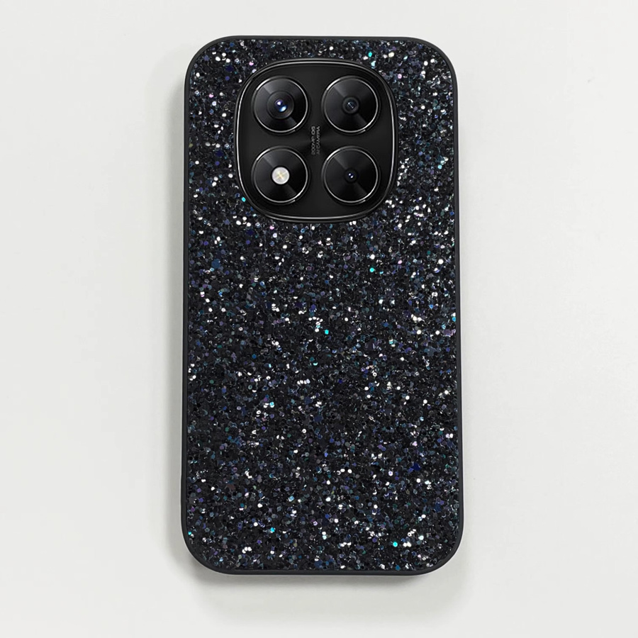 Luxuriöse Glitzer-Handyhülle für Xiaomi Redmi Note 14 15 4G 5G Pro aus weichem Kunstleder in Schwarz mit Diamantoptik - Bild 4
