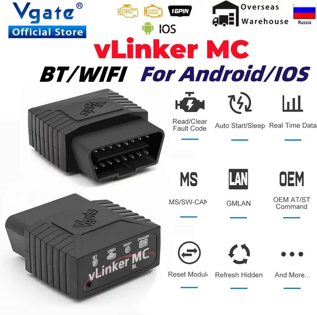 Vgate VLinker MC+ ELM327 V2.2 Bluetooth 4.0 OBD2 Scanner für BimmerCode und FORScan in Schwarz - Bild 1