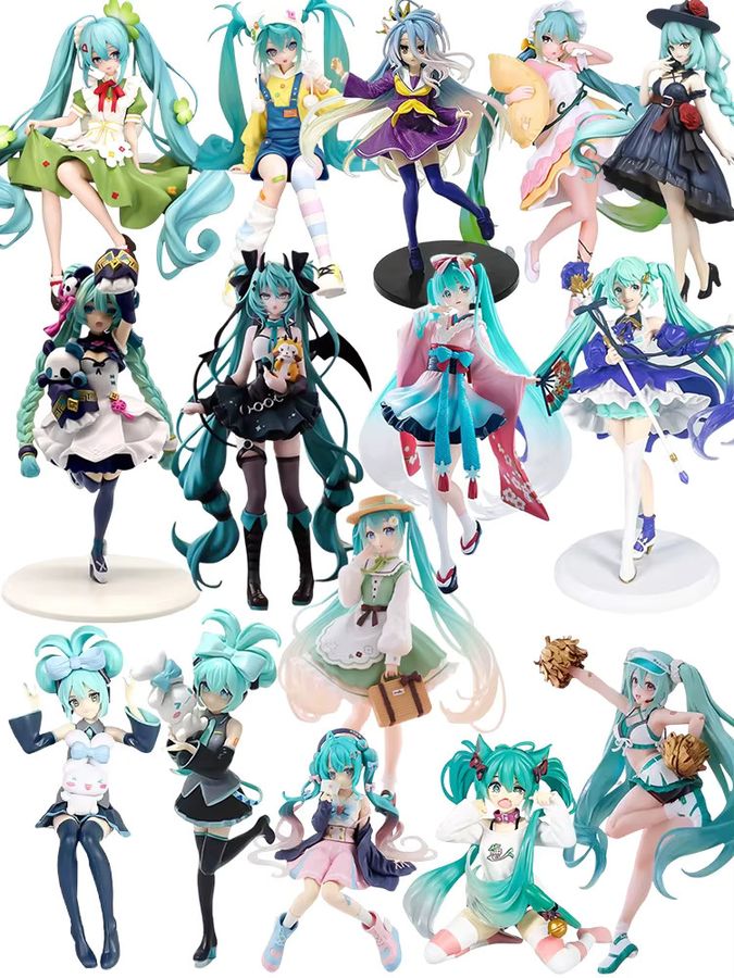 Hatsune Miku Anime Figur von Bandai als Set mit stehender und sitzender Haltung aus PVC für deine Desktop-Sammlung - Bild 3