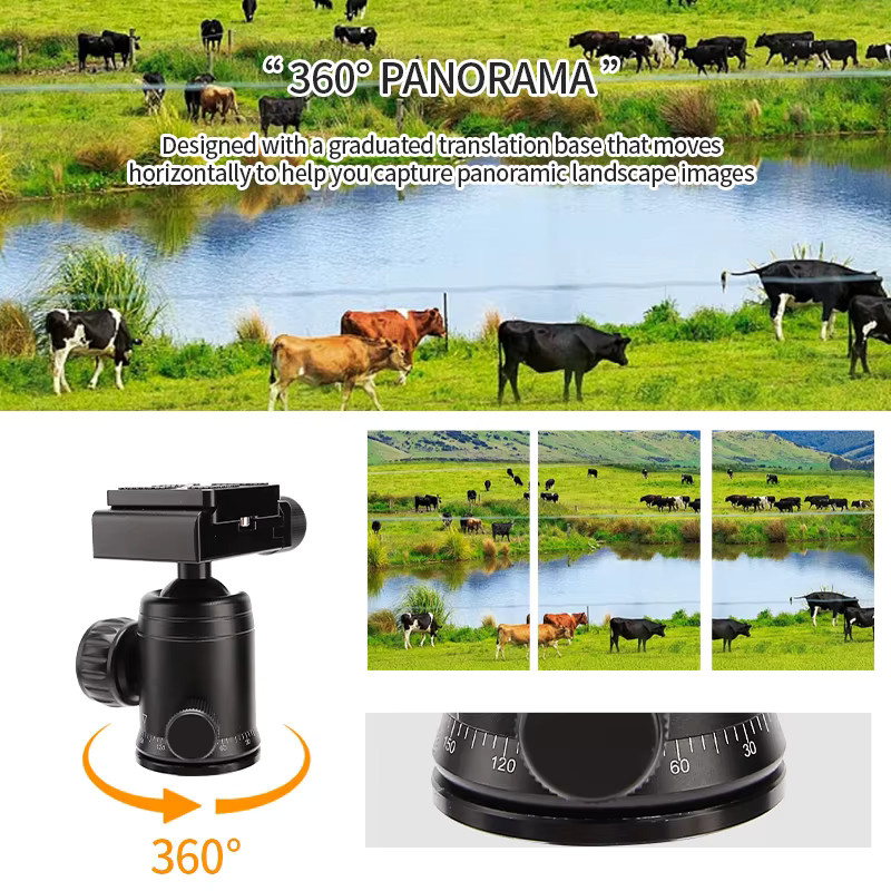 FM5S Tragbares Mini-Stativ in Schwarz mit 360-Grad-Kugelkopf für Kamera, DSLR und SLR - Bild 6