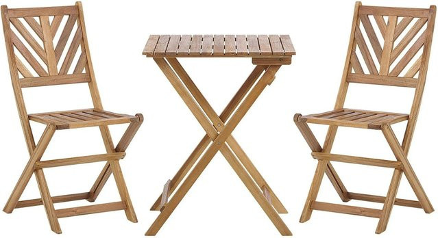 Beliani Bistro Set TERNI aus geöltem Akazienholz in hellem Braun, B/T/H: 58 x 58 x 88 cm - Bild 1