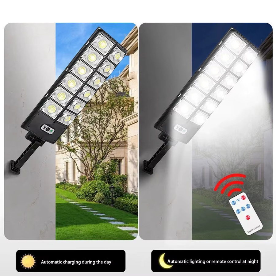 ESMARTER Solar-LED-Wandleuchte für Außenbereich in Schwarz mit Bewegungssensor und Fernbedienung, 8000 Lumen, wasserdichte Gartenleuchte im modernen Design - Bild 2