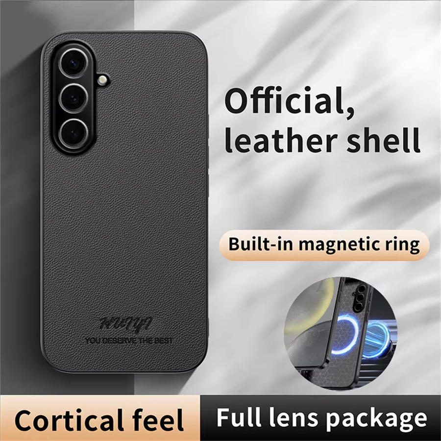 Business Leder Magnethülle für Samsung Galaxy S26 Ultra S25 Edge S24 S23 S22 Plus S21 FE mit MagSafe Wireless Charging in Schwarz oder Braun - Bild 2