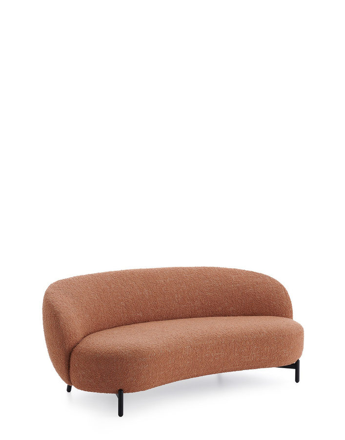 Kartell Lunam Sofa Curly mit Bouclé-Bezug in Pink oder Orange und Metallgestell - Bild 2