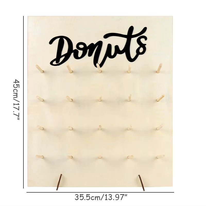 Rustikaler Donut-Wandständer aus Holz von WEIGAO für Geburtstage, Hochzeiten und Babypartys - Bild 4