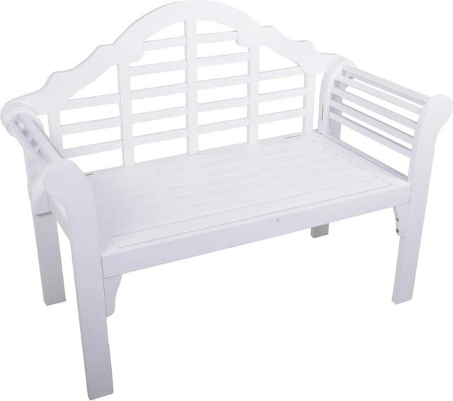 DELUKE Gartenbank TAMPA aus Eukalyptusholz in White Washed, wetterfeste Sitzbank für den Außenbereich, Breite: 124 cm - Bild 1
