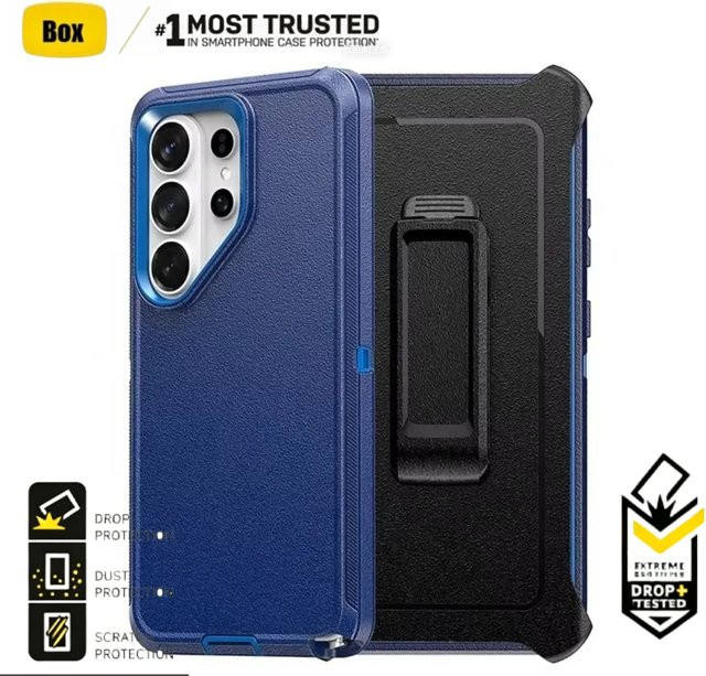 Ott-Box Sturzsichere Schutzhülle mit Gürtelclip und Ständer für Samsung Galaxy S26 Ultra S25 S24 S23 S22 Plus Android Smartphone in Weiß oder Blau - Bild 1