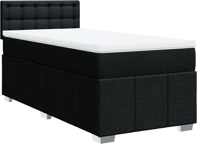 vidaXL Boxspringbett Hybrid mit Matratze und Taschenfederkern, Schwarz, B/T: 80 x 200 cm - Bild 1