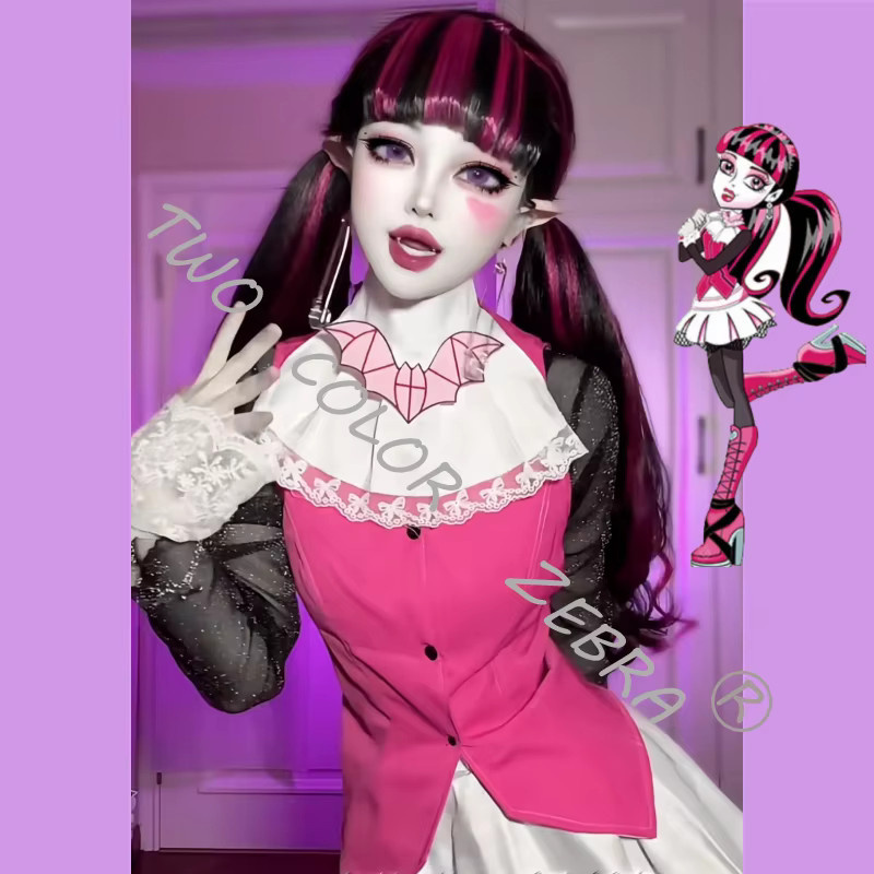 Monster High Draculaura Cosplay Kostüm Kleid Perücke, Komplettset - Bild 2