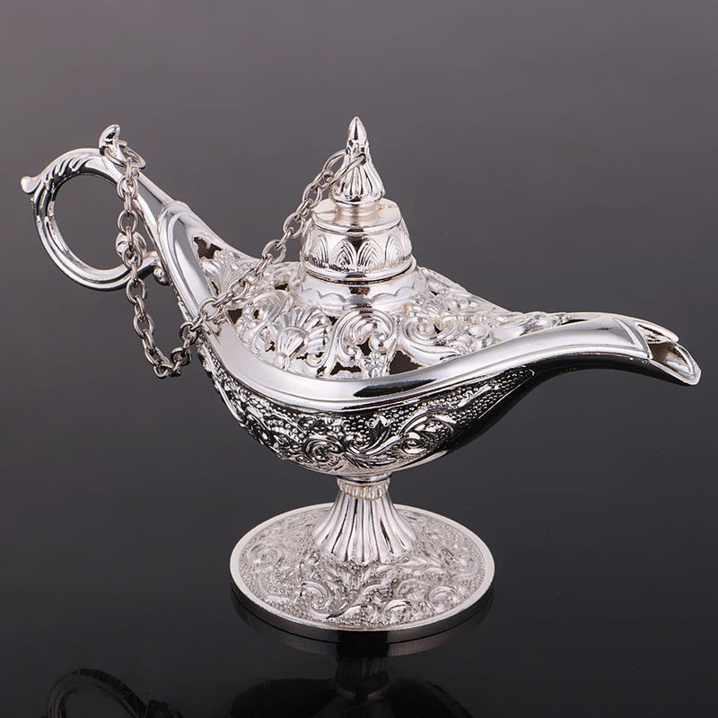 MagiDeal Schmuckschatulle Aladdin im Vintage-Stil aus Metall, Silber, florales Design - Bild 1