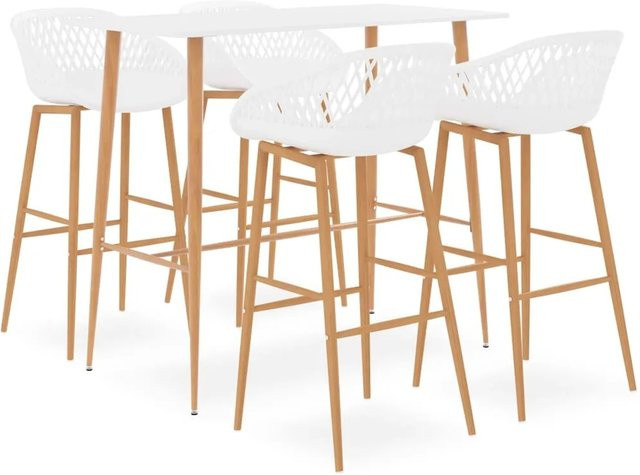 vidaXL 5-tlg. Bar-Set Weiß Modell 16 mit Tisch und Stühlen für Bars, Pubs und Restaurants - Bild 1