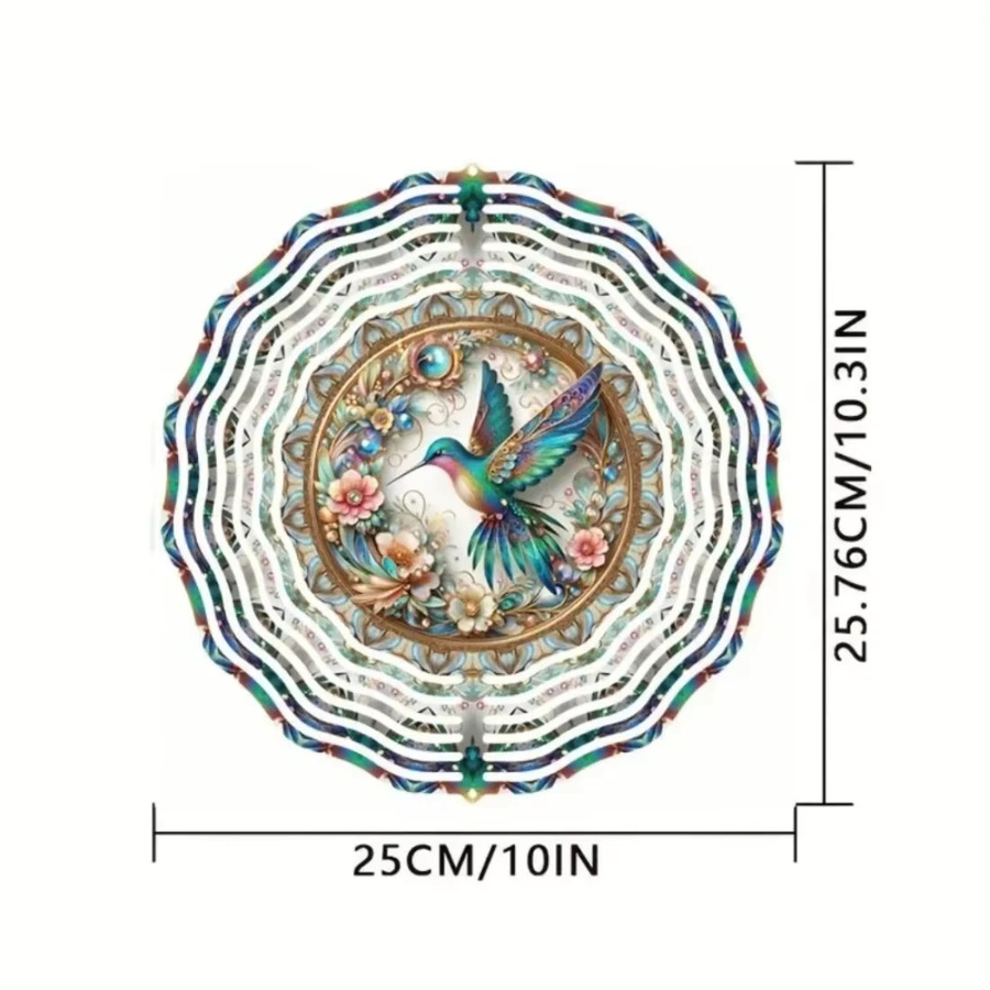 CIFBUY Kolibri-Windspiel aus Metall mit Blumen-Mandala als bunte Dekoration für Garten und Balkon - Bild 2