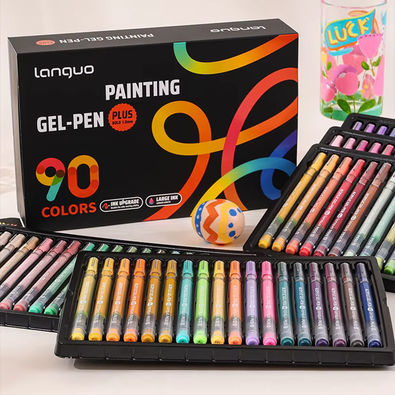 LANGUO Gelstift-Set mit 54 Farben, 1,0 mm Stiftspitze, schnelltrocknende und schichtbare Tintenstifte für Schule, Journaling und DIY-Projekte, Mehrfarbig - Bild 2